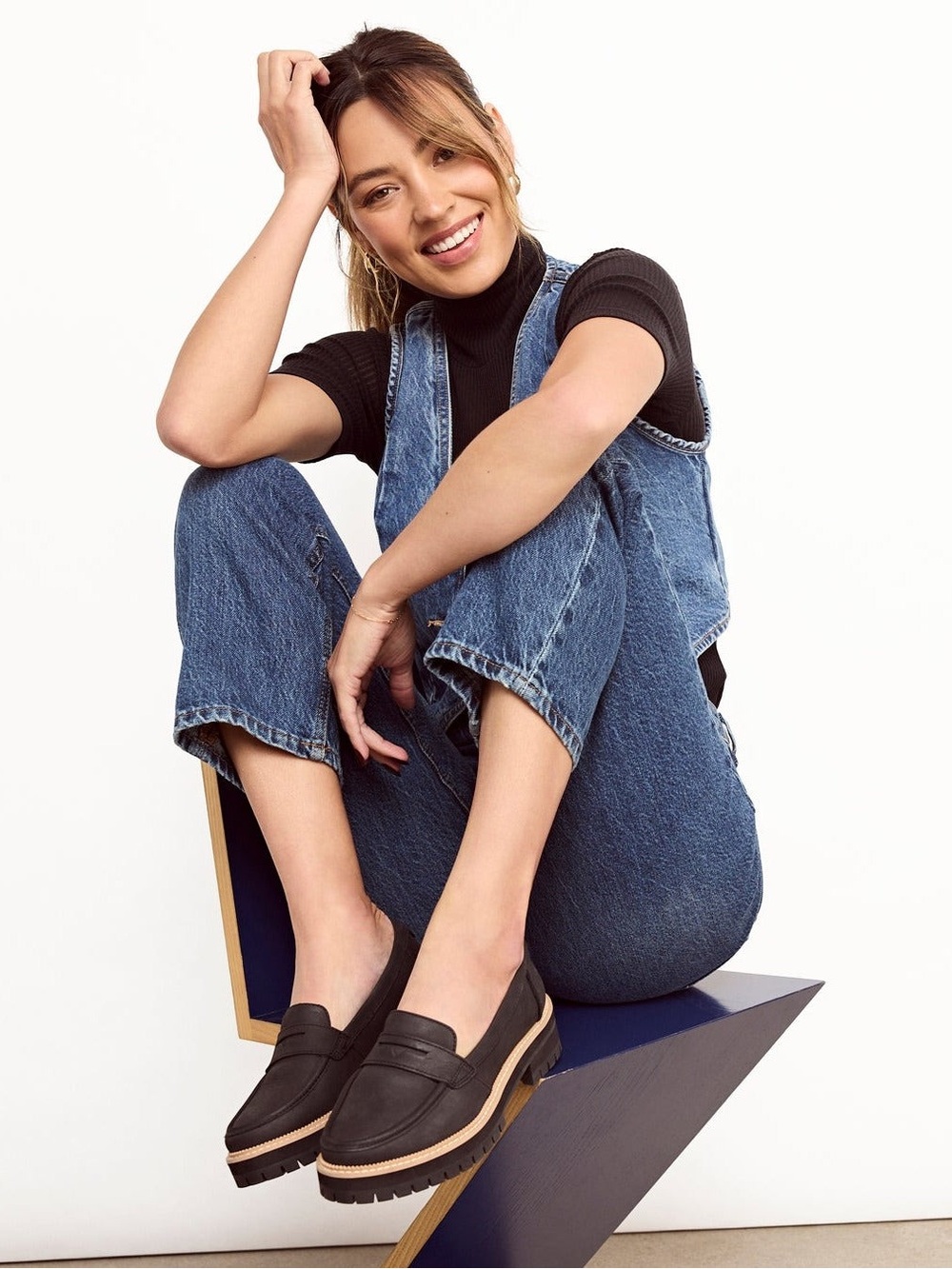 Toms Black Platform Cara Penny Loafers